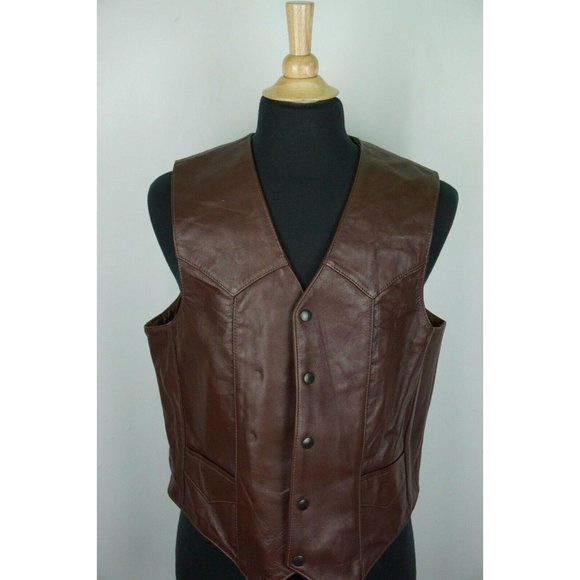 Lost Worlds Brown Button Horsehide Leather vest